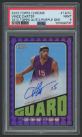 Vince Carter 2023 Topps Chrome / 1972 Topps Purple Geo Autographs #TAVC (PSA 9) at PristineAuction.com