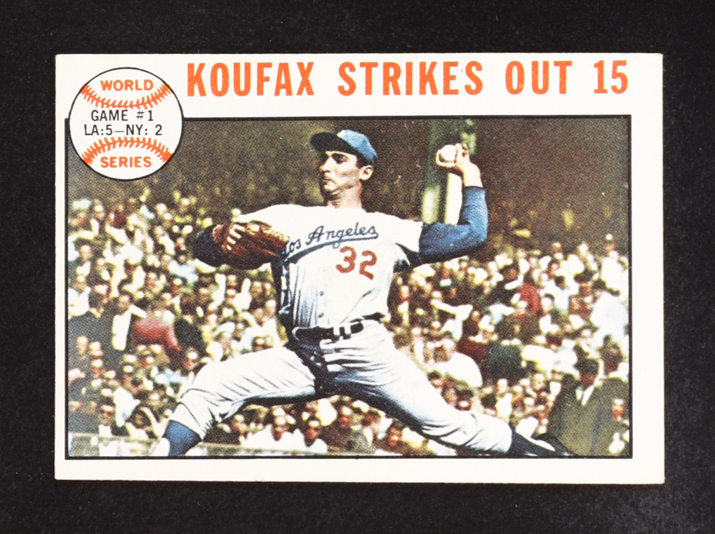 Sandy Koufax 1964 Topps Strikes Out 15 World Series #136 at PristineAuction.com Sandy Koufax 1964 Topps Strikes Out 15 World Series #136 at PristineAuction.com
