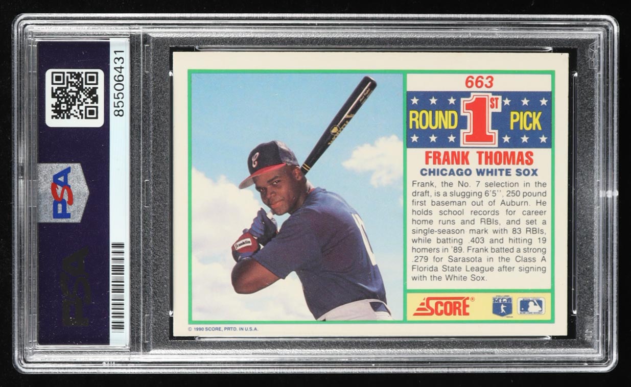Frank Thomas Signed 1990 Score #663 RC (PSA) at PristineAuction.com Frank Thomas Signed 1990 Score #663 RC (PSA) at PristineAuction.com