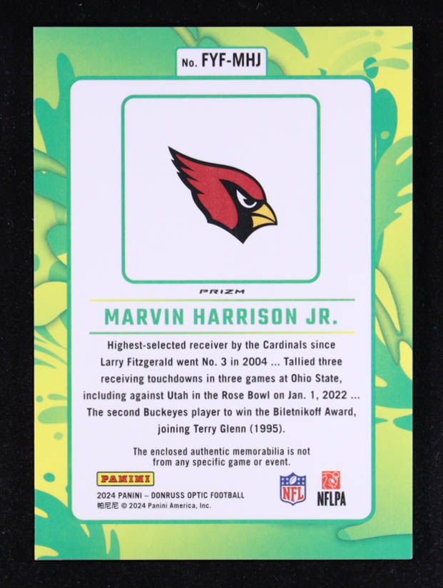 Marvin Harrison Jr. 2024 Donruss Optic First Year Fresh Jerseys Blue Hyper #30 RC at PristineAuction.com Marvin Harrison Jr. 2024 Donruss Optic First Year Fresh Jerseys Blue Hyper #30 RC at PristineAuction.com