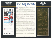 1976 Super Bowl X 23KT Gold Commemorative Ticket Display at PristineAuction.com