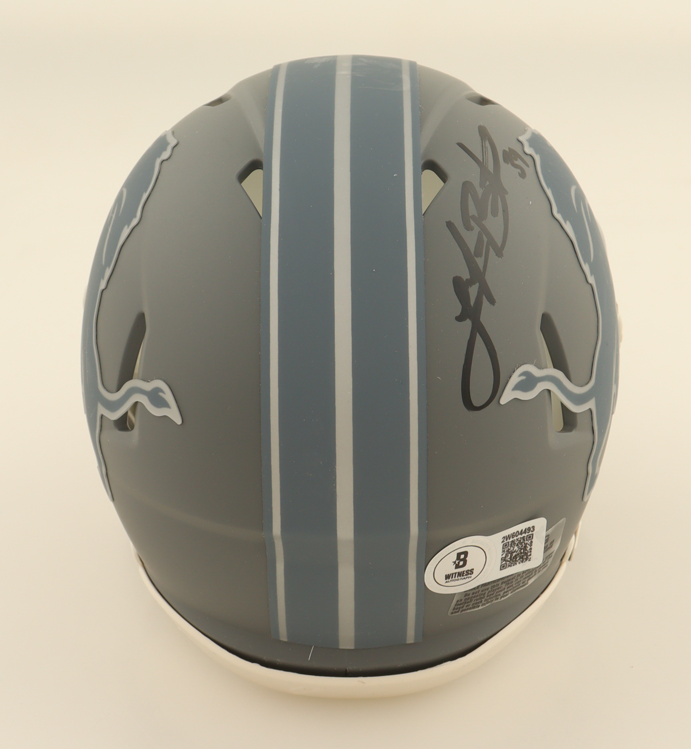 Jake Bates Signed Lions Slate Alternate Speed Mini Helmet (Beckett) at PristineAuction.com Jake Bates Signed Lions Slate Alternate Speed Mini Helmet (Beckett) at PristineAuction.com