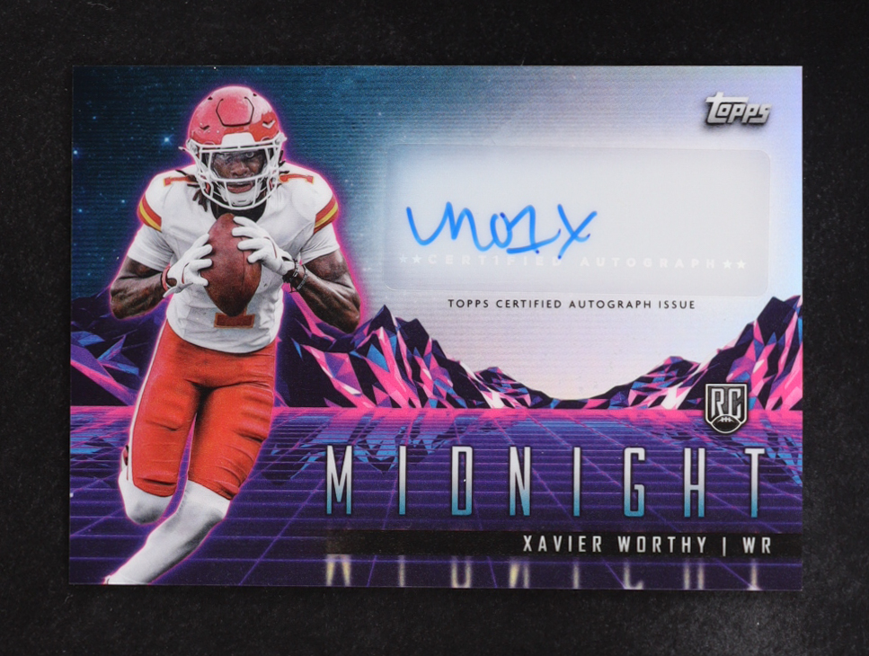 Xavier Worthy 2024 Topps Midnight Rookie Horizon Signatures #RHSXW RC at PristineAuction.com Xavier Worthy 2024 Topps Midnight Rookie Horizon Signatures #RHSXW RC at PristineAuction.com