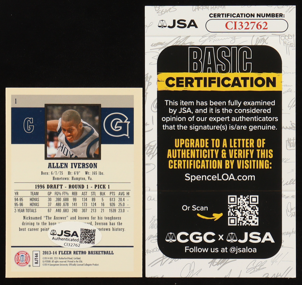 Allen Iverson Signed 2013-14 Fleer Retro #1 (JSA) at PristineAuction.com Allen Iverson Signed 2013-14 Fleer Retro #1 (JSA) at PristineAuction.com