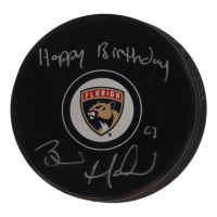 Brad Marchand Signed Panthers Logo Hockey Puck Inscribed "Happy Birthday" (Marchand) at PristineAuction.com
