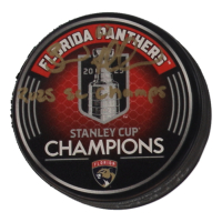 Brad Marchand Signed Panthers 2025 Stanley Cup Champions Logo Hockey Puck Inscribed "2025 SC Champs" (Marchand) at PristineAuction.com