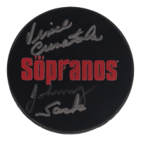 Vincent Curatola Signed "The Sopranos" Logo Hockey Puck Inscribed "Johnny Sack" (YSMS) at PristineAuction.com