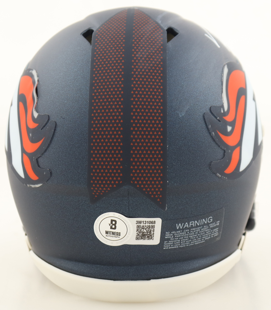 Troy Franklin Signed Broncos Speed Mini Helmet (Beckett) at PristineAuction.com Troy Franklin Signed Broncos Speed Mini Helmet (Beckett) at PristineAuction.com