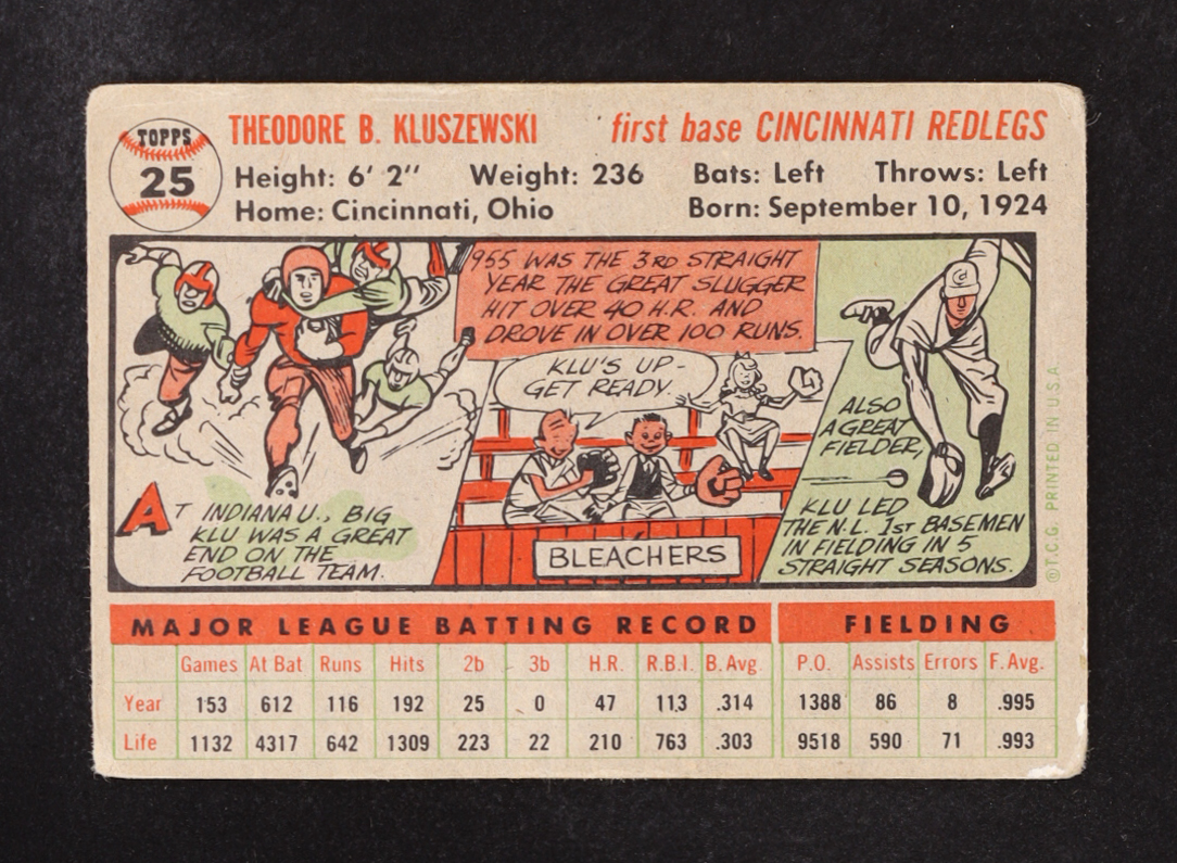 Ted Kluszewski 1956 Topps #25 at PristineAuction.com Ted Kluszewski 1956 Topps #25 at PristineAuction.com