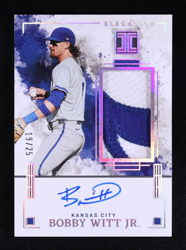 Bobby Witt Jr. 2025 Panini Impeccable Elegance Jersey Autographs Holo Silver #60 #19/25 at PristineAuction.com Bobby Witt Jr. 2025 Panini Impeccable Elegance Jersey Autographs Holo Silver #60 #19/25 at PristineAuction.com