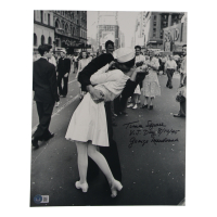 George Mendonsa Signed "VJ Day" 11x14 Photo Inscribed "Time Square V.J. Day 8/14/45" (Beckett | Auto Grade 10) at PristineAuction.com