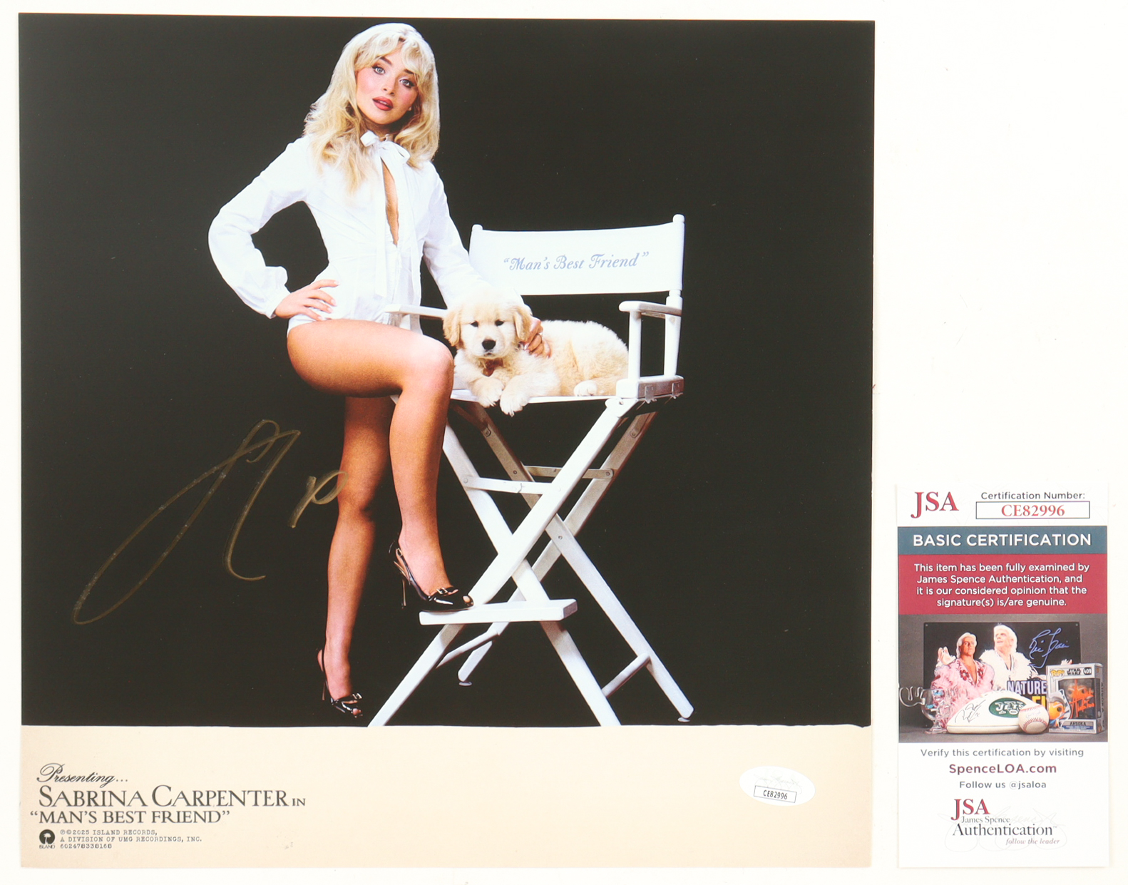 Sabrina Carpenter Signed "Man's Best Friend" Vinyl Record Album Insert With Disc (JSA) at PristineAuction.com Sabrina Carpenter Signed "Man's Best Friend" Vinyl Record Album Insert With Disc (JSA) at PristineAuction.com