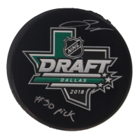 Joe Veleno Signed 2018 NHL Draft Logo Hockey Puck Inscribed "#30 Pick" (YSMS) at PristineAuction.com