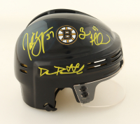 Patrice Bergeron, Brad Marchand, & David Pastrnak Signed Bruins Mini Helmet (YSMS) at PristineAuction.com