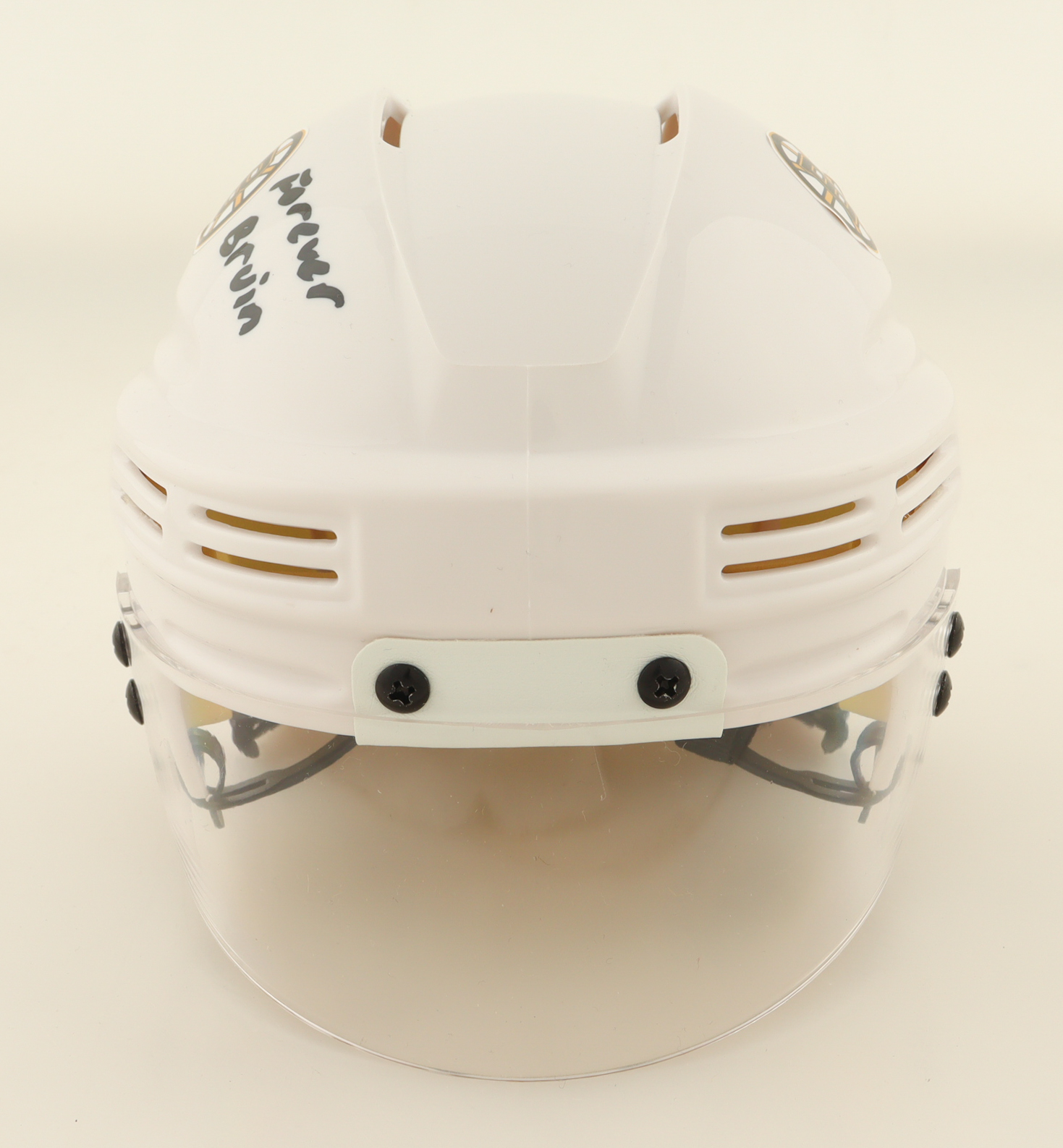 Patrice Bergeron Signed Bruins Mini Helmet Inscribed "Forever Bruin" (YSMS) at PristineAuction.com Patrice Bergeron Signed Bruins Mini Helmet Inscribed "Forever Bruin" (YSMS) at PristineAuction.com