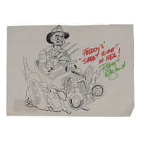 Robert Englund Signed "A Nightmare on Elm Street" 8x10.5 Original Sketch Inscribed "Freddy's Sweet Ride in Hell!" (Englund) at PristineAuction.com