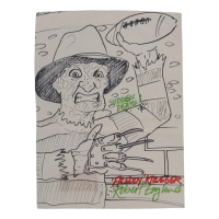 Robert Englund Signed "A Nightmare on Elm Street" 8x10.5 Original Sketch Inscribed "Freddy Krueger" & "Sudden Death!" (Englund) at PristineAuction.com