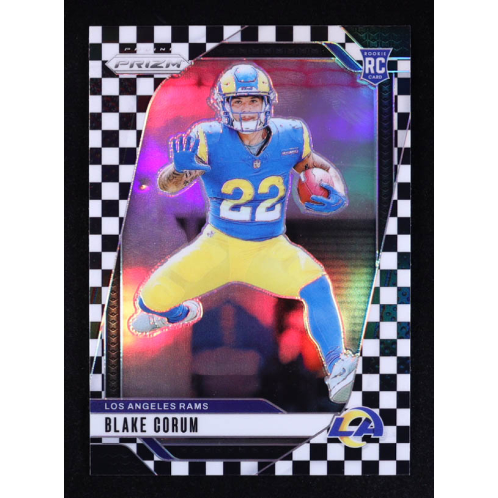 Blake Corum 2024 Panini Prizm Prizms Black and White Checker #308 RC at PristineAuction.com