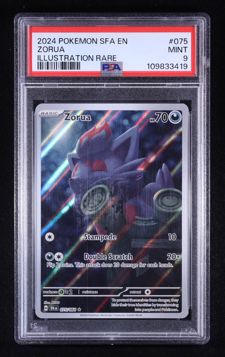 Zorua 2024 Pokemon Scarlet and Violet Shrouded Fable #075 (PSA 9) at PristineAuction.com Zorua 2024 Pokemon Scarlet and Violet Shrouded Fable #075 (PSA 9) at PristineAuction.com