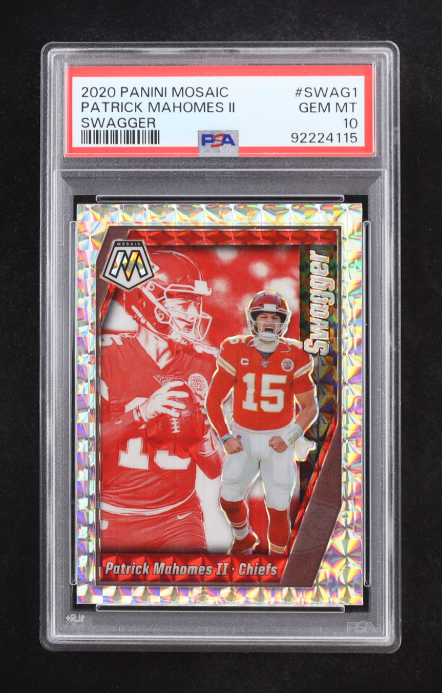 Patrick Mahomes II 2020 Panini Mosaic Swagger #1 (PSA 10) at PristineAuction.com Patrick Mahomes II 2020 Panini Mosaic Swagger #1 (PSA 10) at PristineAuction.com