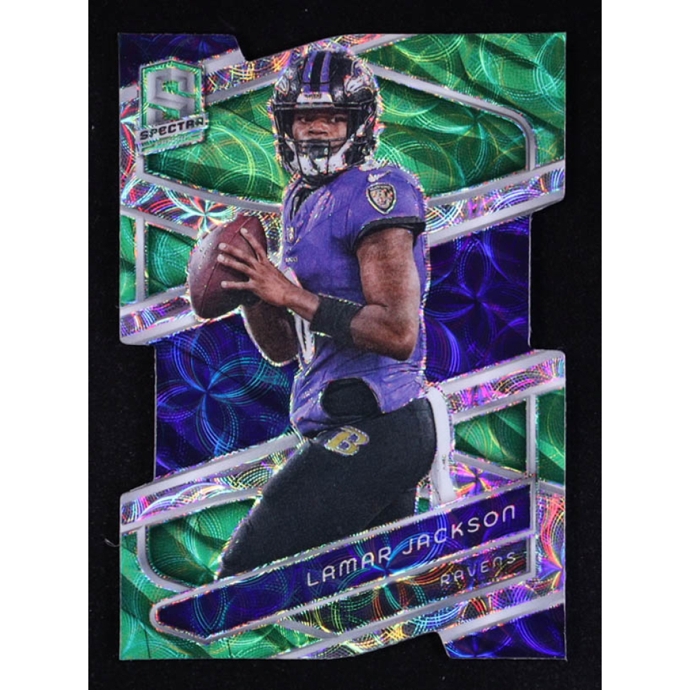 Lamar Jackson 2024 Panini Spectra Neon Green Die Cut #15 #4/30 at PristineAuction.com