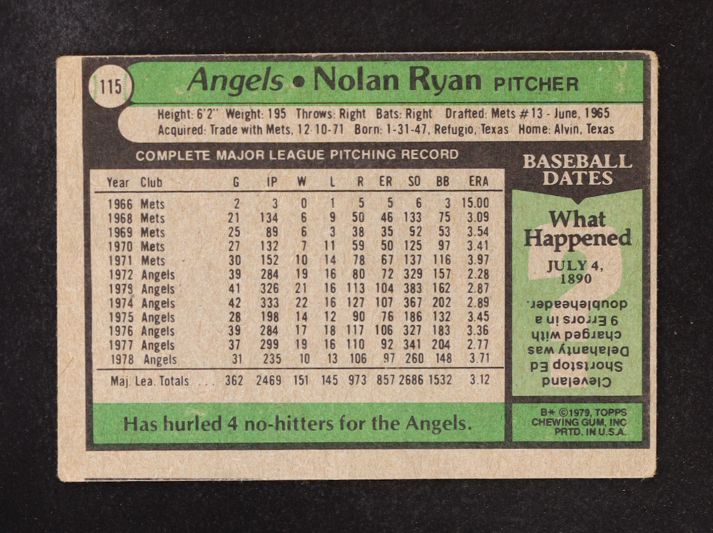 Nolan Ryan 1979 Topps #115 at PristineAuction.com Nolan Ryan 1979 Topps #115 at PristineAuction.com