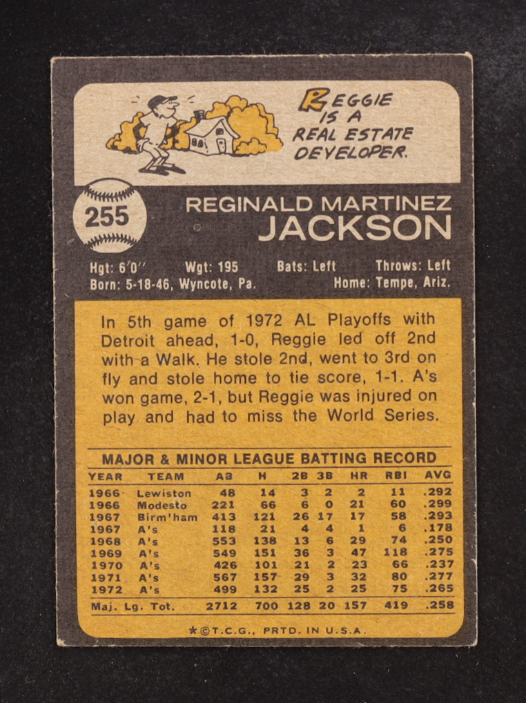 Reggie Jackson 1973 Topps #255 at PristineAuction.com Reggie Jackson 1973 Topps #255 at PristineAuction.com