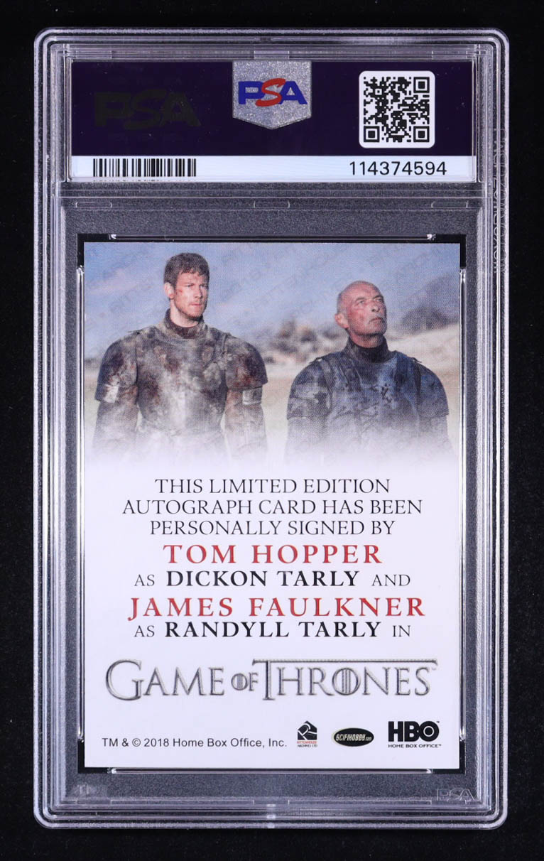 Tom Hopper / James Faulkner 2019 Rittenhouse Game of Thrones Inflexions Dual Autographs #NNO VL (PSA 9) at PristineAuction.com Tom Hopper / James Faulkner 2019 Rittenhouse Game of Thrones Inflexions Dual Autographs #NNO VL (PSA 9) at PristineAuction.com