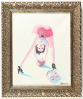 "Pin-Up Throwing the Ball" by Seline Kassik Custom Framed Art Print at PristineAuction.com
