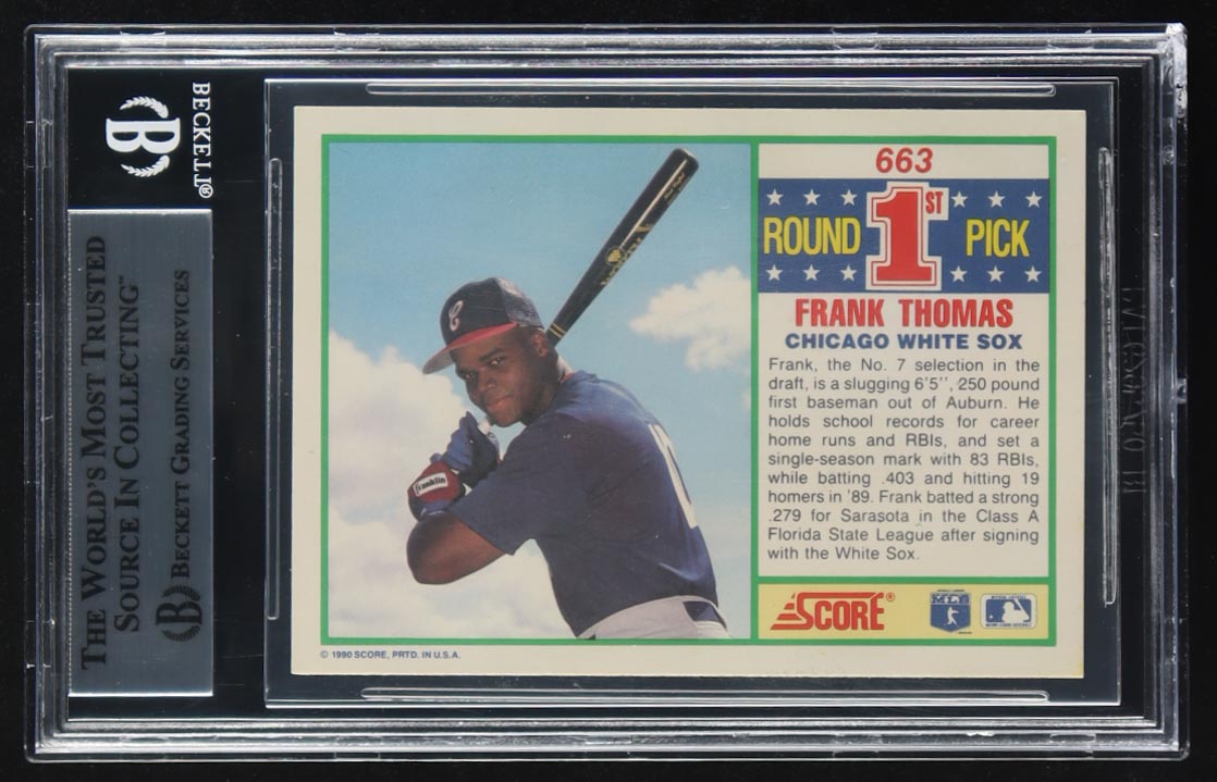 Frank Thomas Signed 1990 Score #663 RC (BGS | Auto Grade BGS Authentic) at PristineAuction.com Frank Thomas Signed 1990 Score #663 RC (BGS | Auto Grade BGS Authentic) at PristineAuction.com