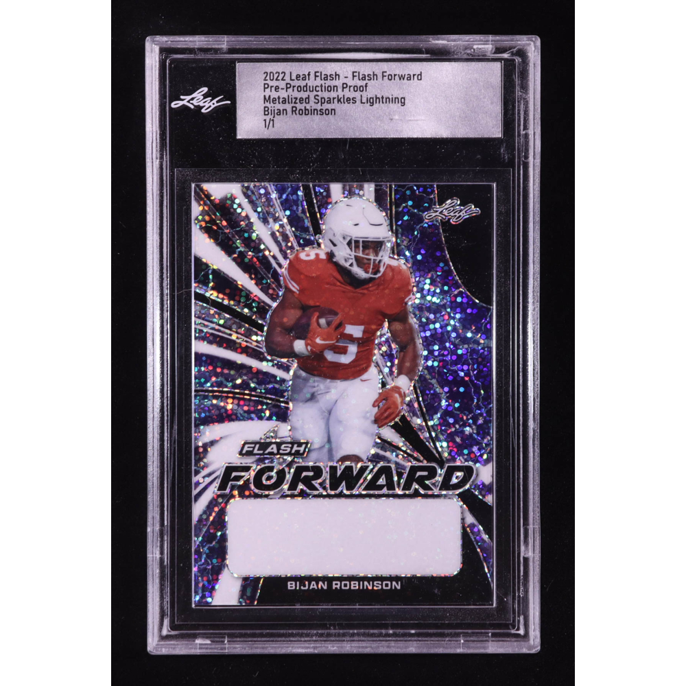 Bijan Robinson 2022 Leaf Flash Flash Forward Pre-Production Proof Metalized Sparkles Lightning #NNO #1/1 RC (Leaf) at PristineAuction.com