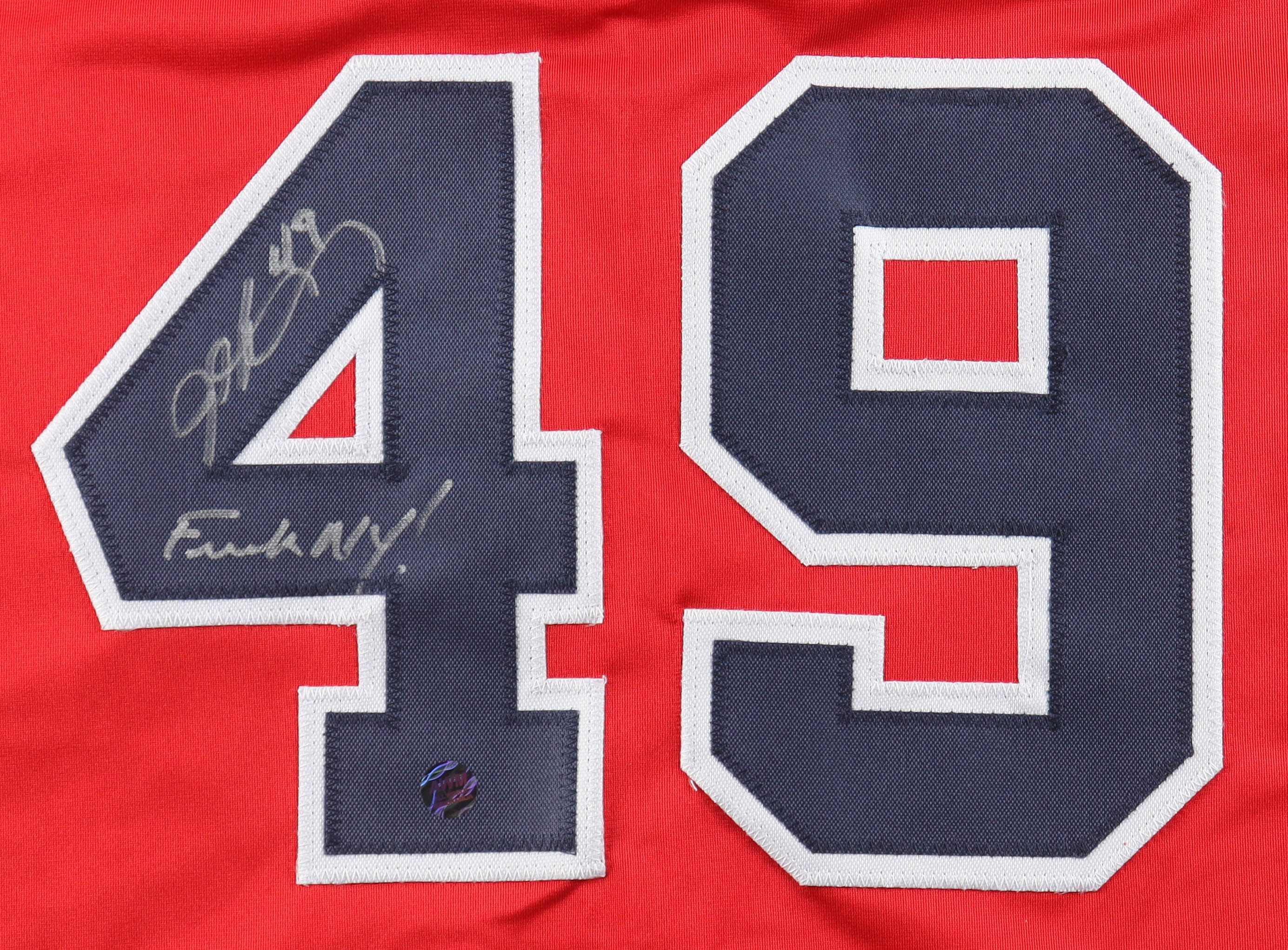 John Rocker Signed Jersey Inscribed "F*** NY!" (AWM) at PristineAuction.com John Rocker Signed Jersey Inscribed "F*** NY!" (AWM) at PristineAuction.com