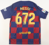 Lionel Messi Signed FC Barcelona Nike Authentic Jersey Inscribed "Leo" (Fanatics) at PristineAuction.com