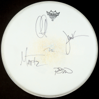 Maroon 5 14.5" Drumhead Band-Signed by (5) with Adam Levine, Matt Flynn, P.J. Morton, James Valentine (Beckett) at PristineAuction.com