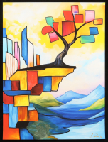 "Color Blocks" 2025 18x24 Original Giclee Print on Paper By Elena Vaisman (Vaisman) at PristineAuction.com