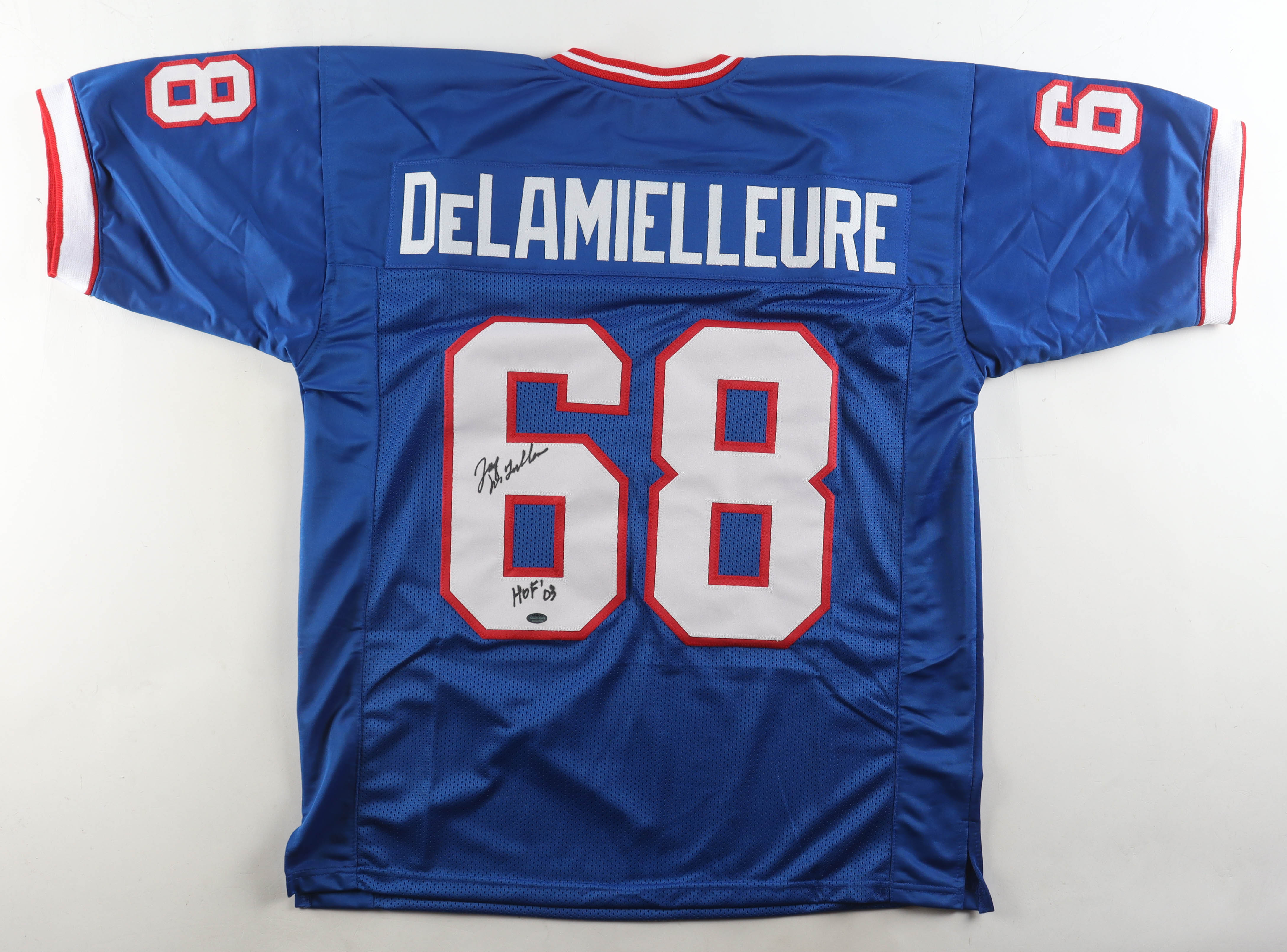 Joe DeLamielleure Signed Jersey Inscribed "HOF 03" (Schwartz) at PristineAuction.com Joe DeLamielleure Signed Jersey Inscribed "HOF 03" (Schwartz) at PristineAuction.com