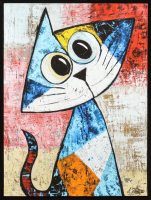 "Curious Kitty" 2025 18x24 Original Giclee Print on Paper By Elena Vaisman (Vaisman) at PristineAuction.com
