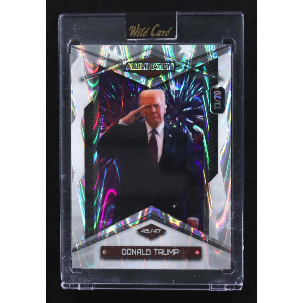 Donald Trump 2025 Wild Card Alumination White Lava #DT5 #13/20 at PristineAuction.com