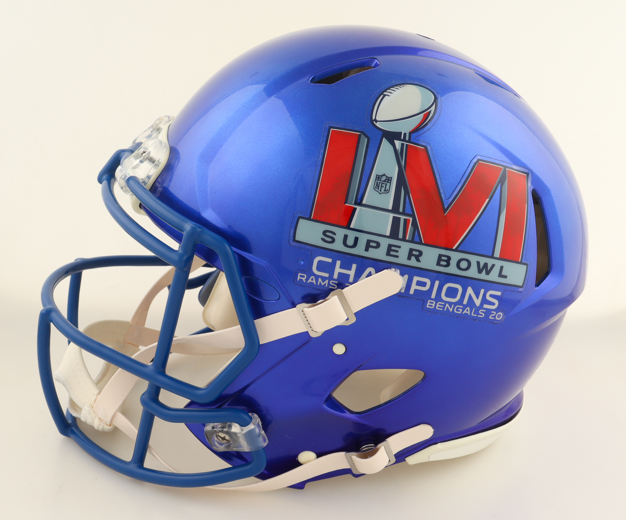 Rams Super Bowl LVI Champions Logo Full-Size Authentic On-Field Speed Helmet Signed by (6) with Matthew Stafford, Cooper Kupp, Cam Akers, Matt Gay (Fanatics) at PristineAuction.com Rams Super Bowl LVI Champions Logo Full-Size Authentic On-Field Speed Helmet Signed by (6) with Matthew Stafford, Cooper Kupp, Cam Akers, Matt Gay (Fanatics) at PristineAuction.com