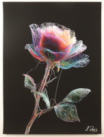 "Neon Rose" 2025 18x24 Original Giclee Print on Paper By Elena Vaisman (Vaisman) at PristineAuction.com