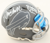 Jim Kelly & Bruce Smith Signed Bills Slate Alternate Speed Mini Helmet With Visor (Beckett) at PristineAuction.com