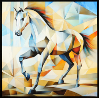 "Geometric Grace" 2025 24x24 Original Giclee Print on Paper By Elena Vaisman (Vaisman) at PristineAuction.com