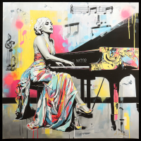 "Art of Sound" 2025 24x24 Original Giclee Print on Paper By Elena Vaisman (Vaisman) at PristineAuction.com