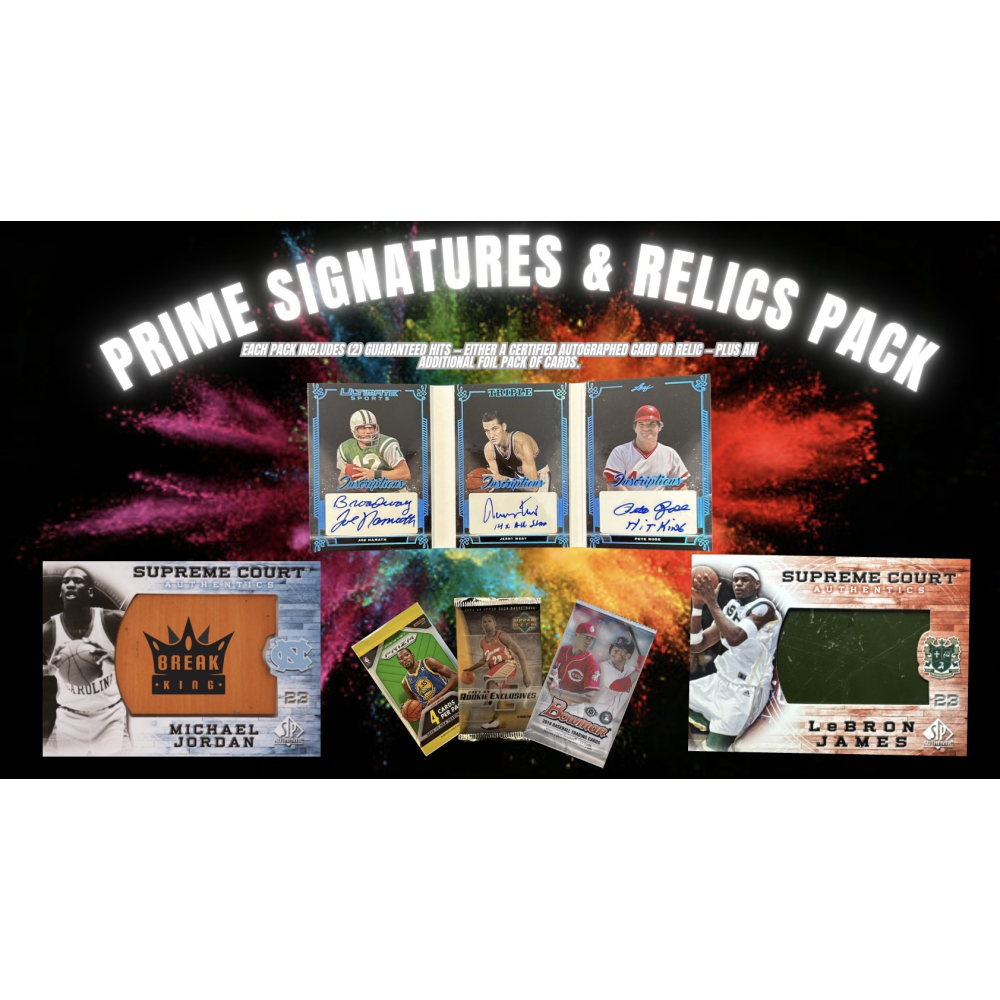 Break King: Prime Signatures & Relics Pack Mystery Box (Each Pack Includes 2 Guaranteed Hits) at PristineAuction.com