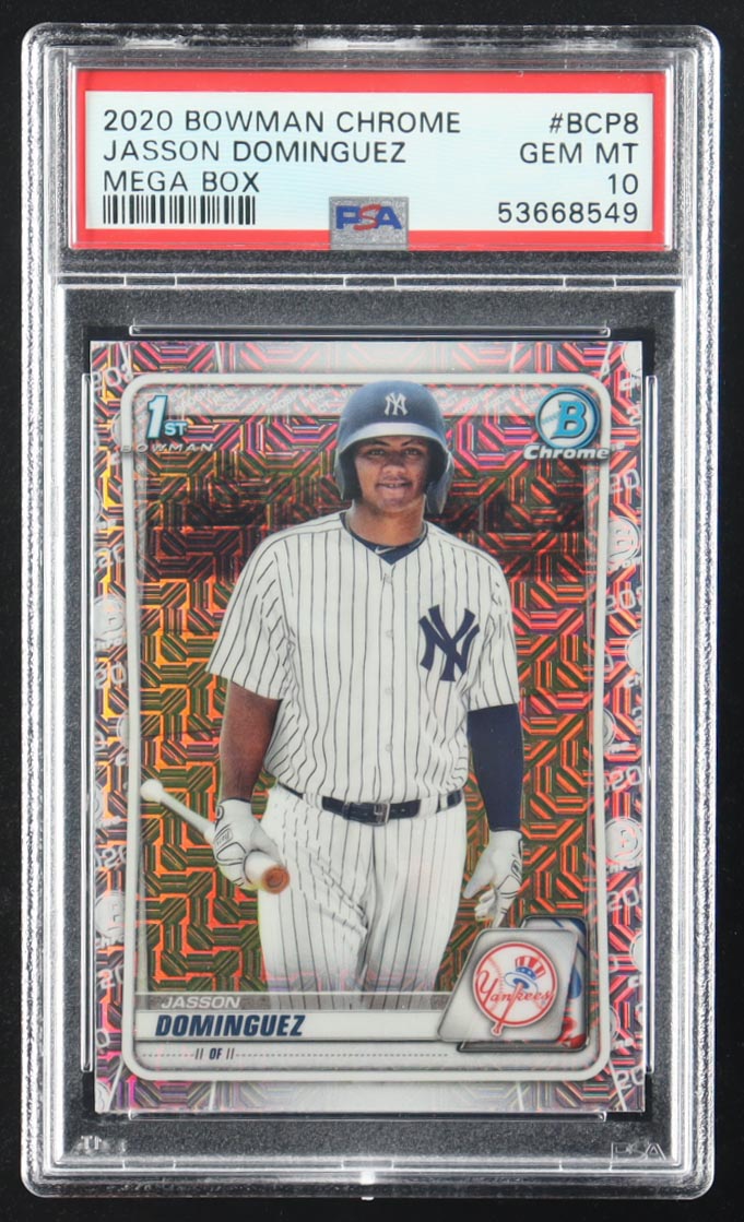 Jasson Dominguez 2020 Bowman Chrome Mega Box Prospects Refractors #BCP8 RC (PSA 10) at PristineAuction.com Jasson Dominguez 2020 Bowman Chrome Mega Box Prospects Refractors #BCP8 RC (PSA 10) at PristineAuction.com