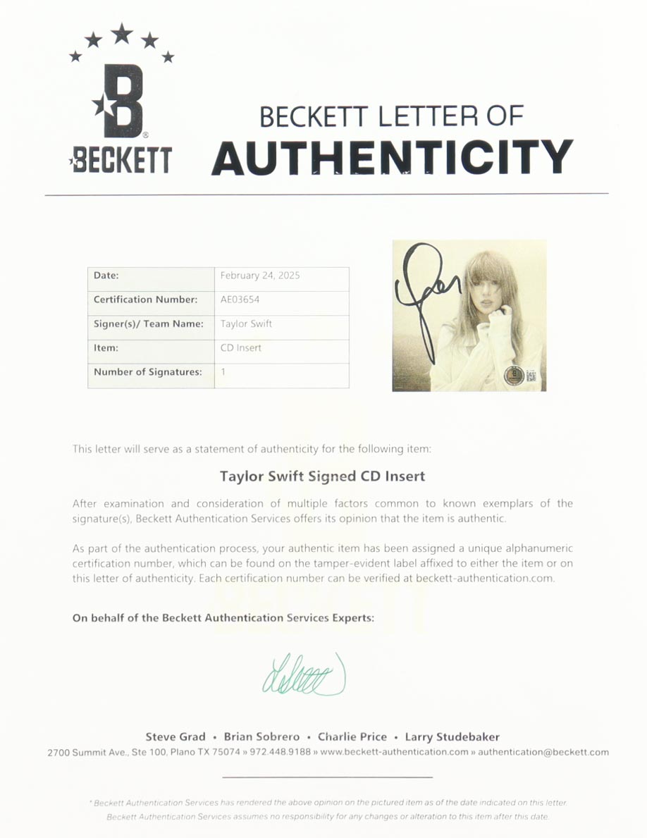 Taylor Swift Signed Custom Framed "Tortured Poets Department" CD Insert Display with Disc (Beckett) at PristineAuction.com Taylor Swift Signed Custom Framed "Tortured Poets Department" CD Insert Display with Disc (Beckett) at PristineAuction.com