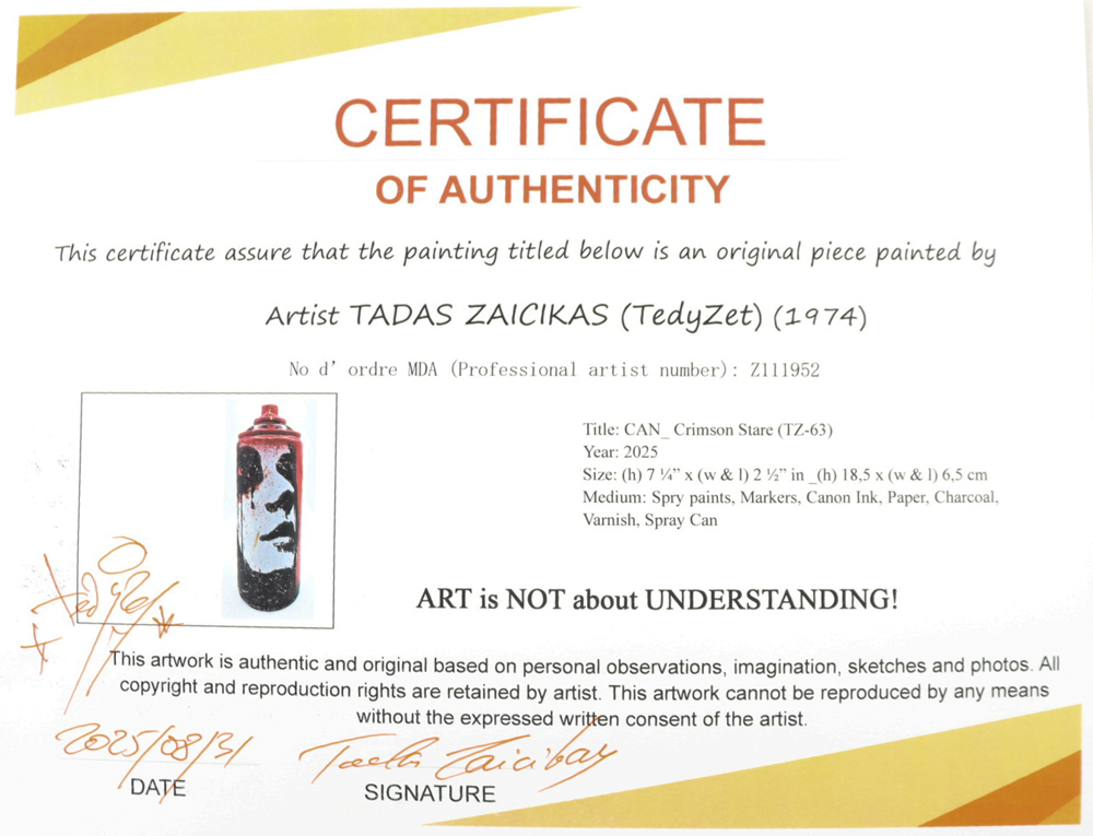 "Crimson Stare" Original Spray Can Art by Tadas Zaicikas | TedyZet (Zaicikas) at PristineAuction.com "Crimson Stare" Original Spray Can Art by Tadas Zaicikas | TedyZet (Zaicikas) at PristineAuction.com