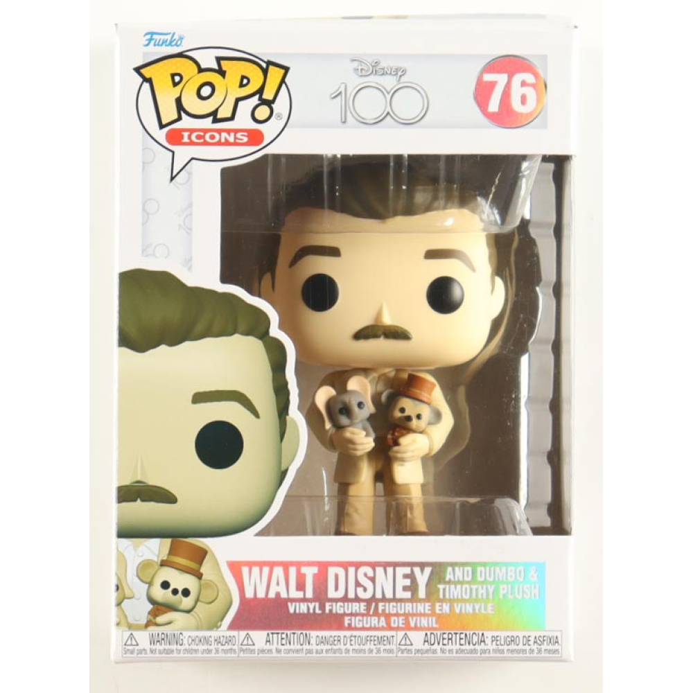 Walt Disney And Dumbo & Timothy Plush "Disney 100" #76 Funko Pop! Vinyl Figure at PristineAuction.com