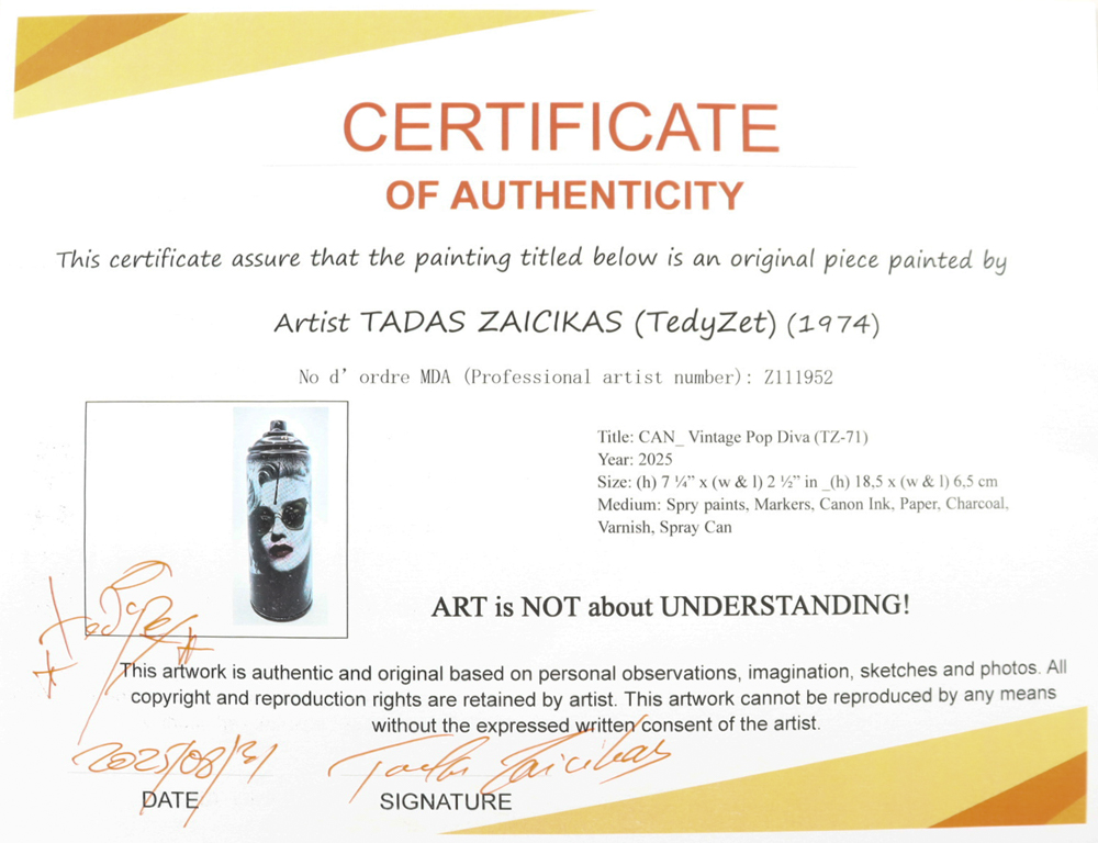 "Vintage Pop Diva" Original Spray Can Art by Tadas Zaicikas | TedyZet (Zaicikas) at PristineAuction.com "Vintage Pop Diva" Original Spray Can Art by Tadas Zaicikas | TedyZet (Zaicikas) at PristineAuction.com