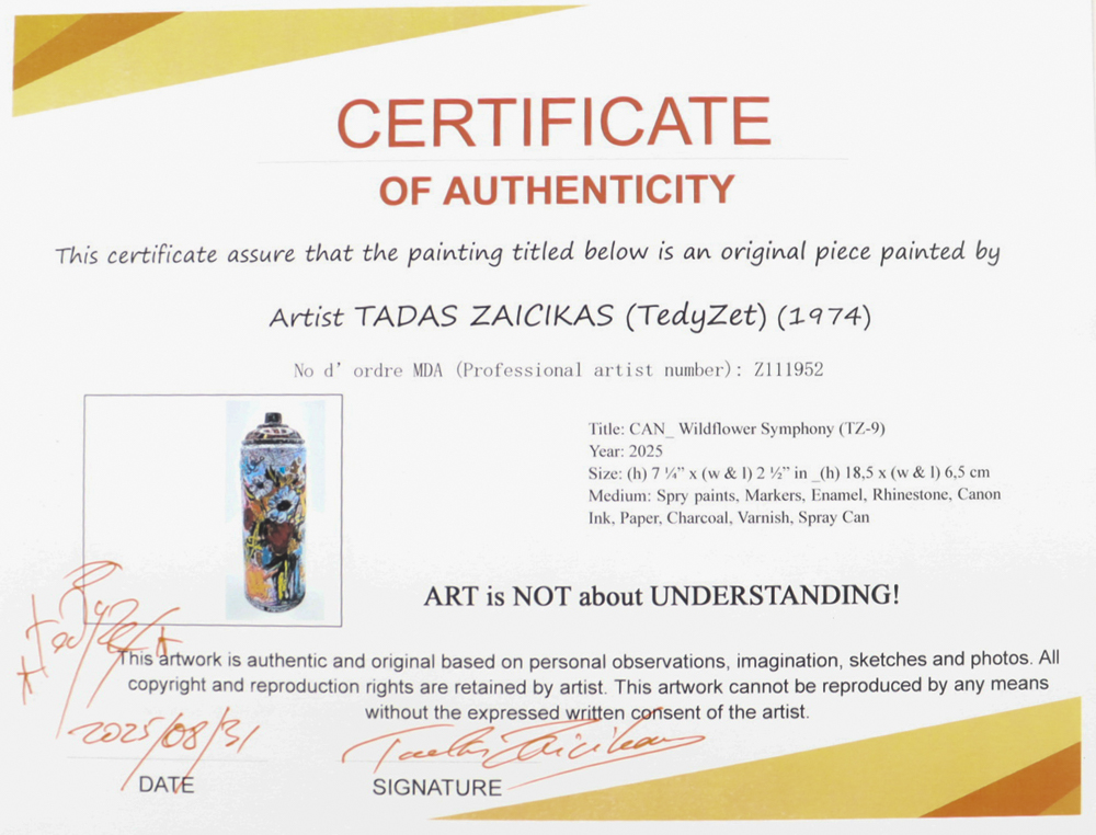 "Wildflower Symphony" Original Spray Can Art by Tadas Zaicikas | TedyZet (Zaicikas) at PristineAuction.com "Wildflower Symphony" Original Spray Can Art by Tadas Zaicikas | TedyZet (Zaicikas) at PristineAuction.com
